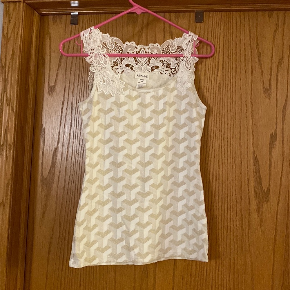 White and gold lace tank adorable from boutique